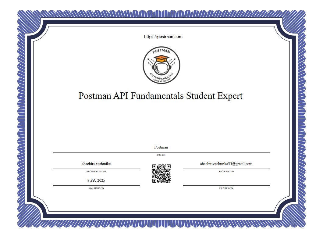 Postman API Fundamentals Student Expert Certificate